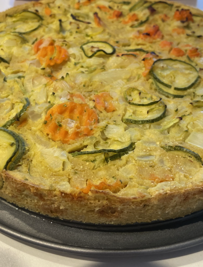 TORTINO DI CECI, PORRO e VERDURE